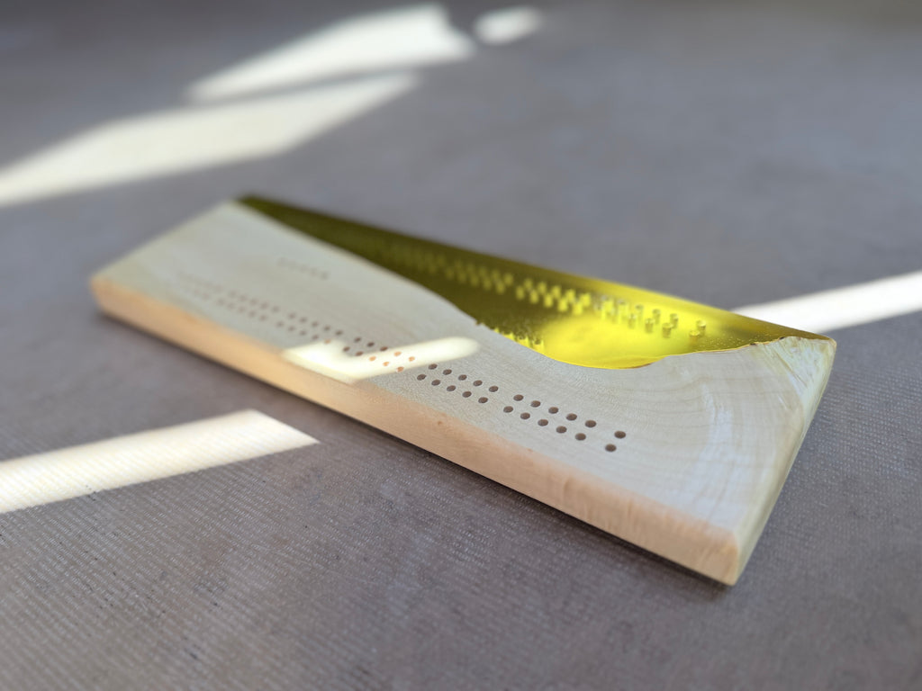 Yellow and Maple Cribbage Board