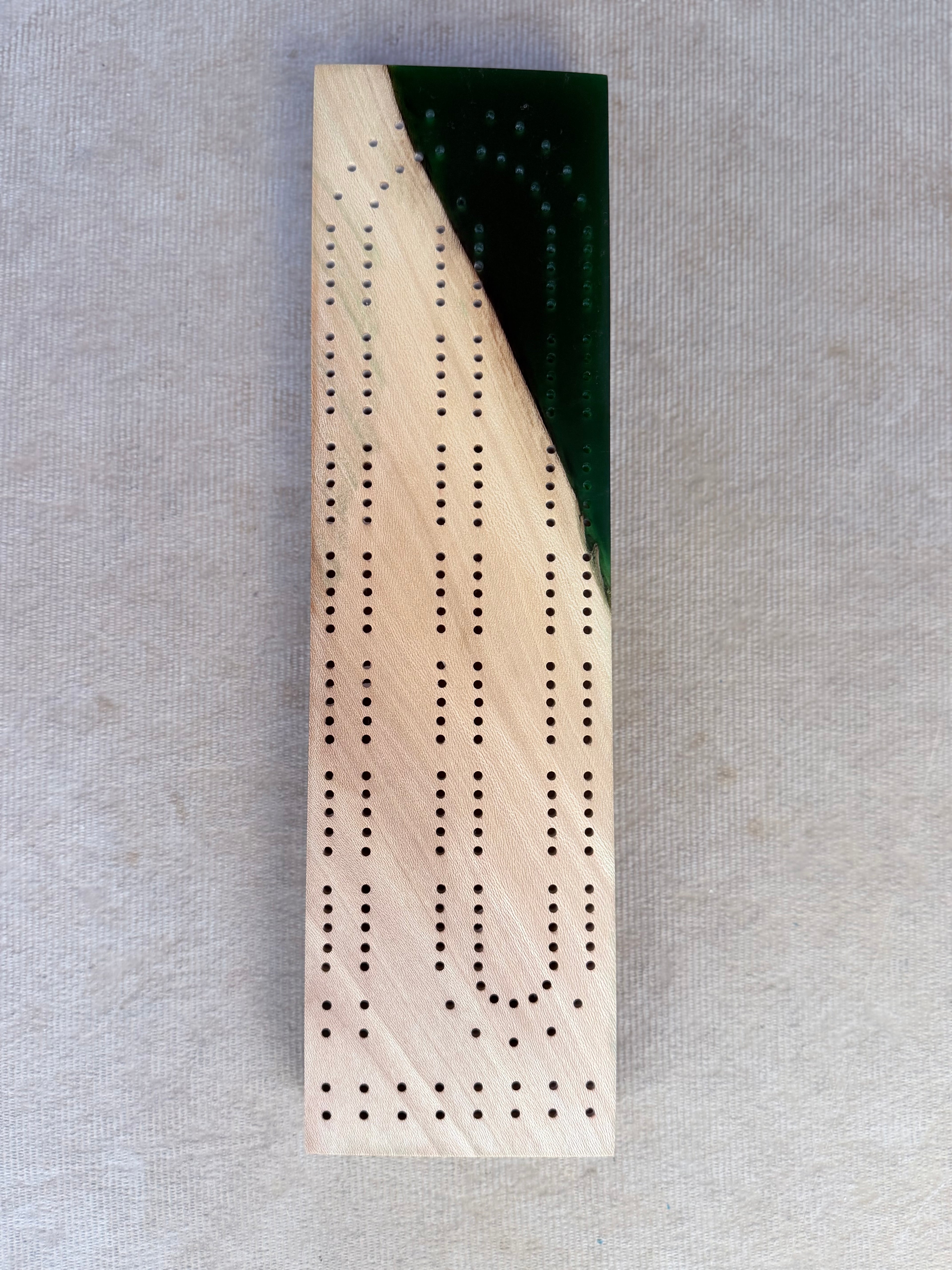 Sycamore and Jade Cribbage Board