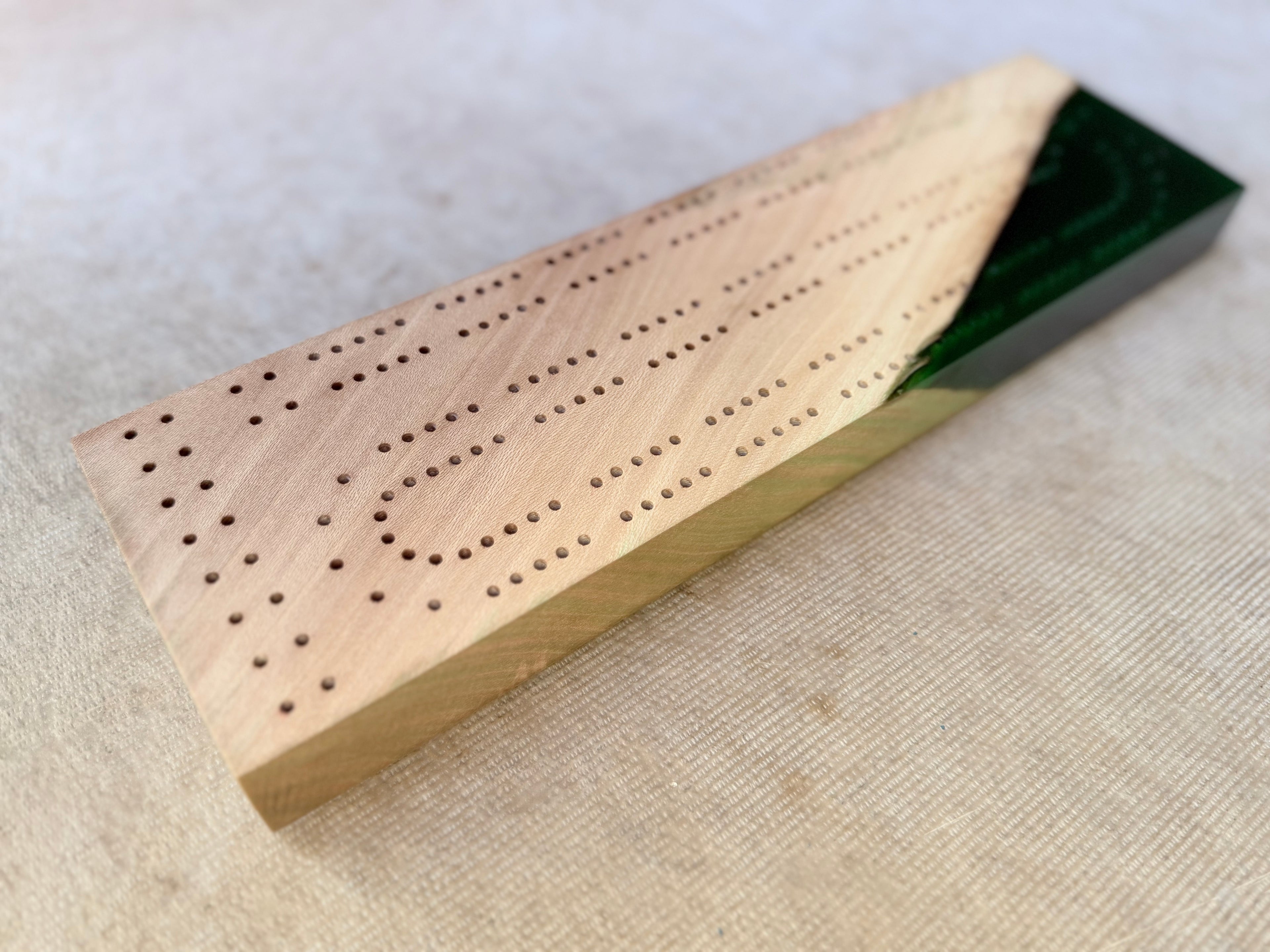 Sycamore and Jade Cribbage Board