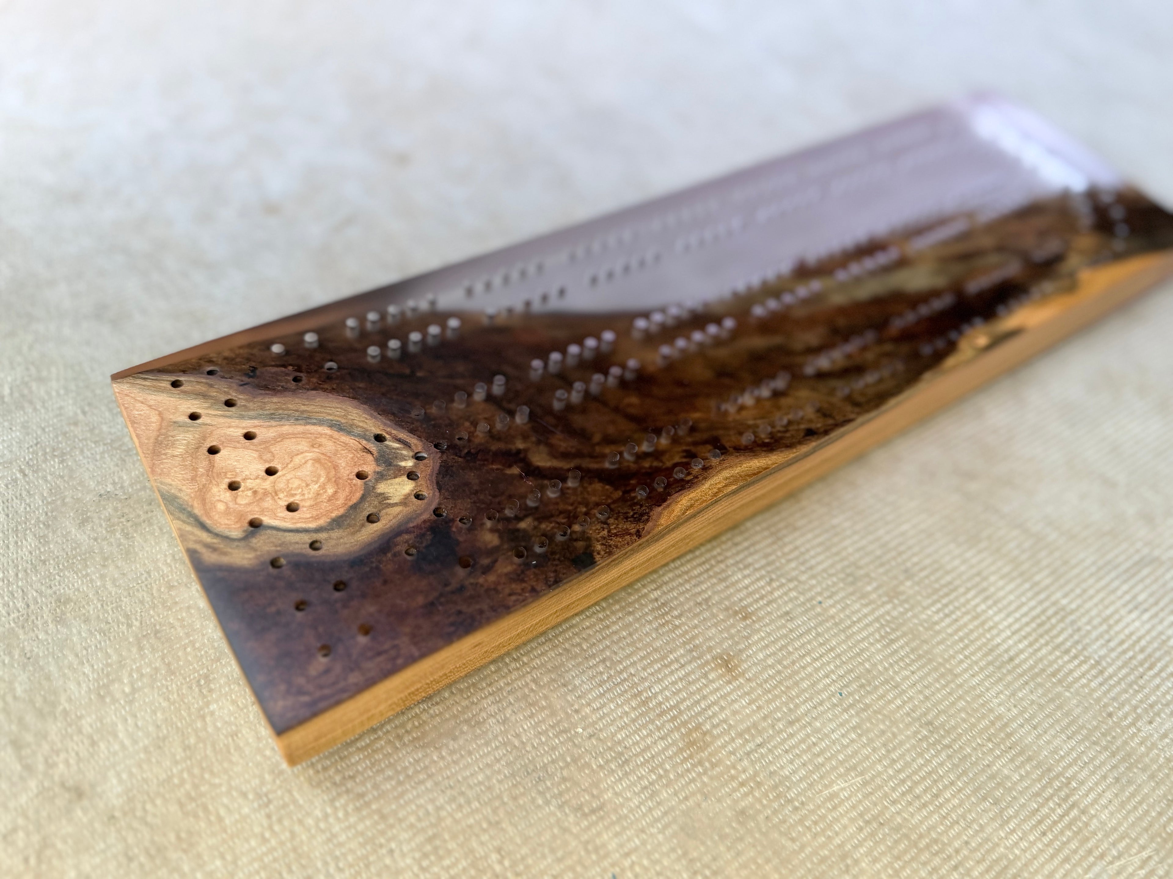 Maple & Blush Cribbage Board