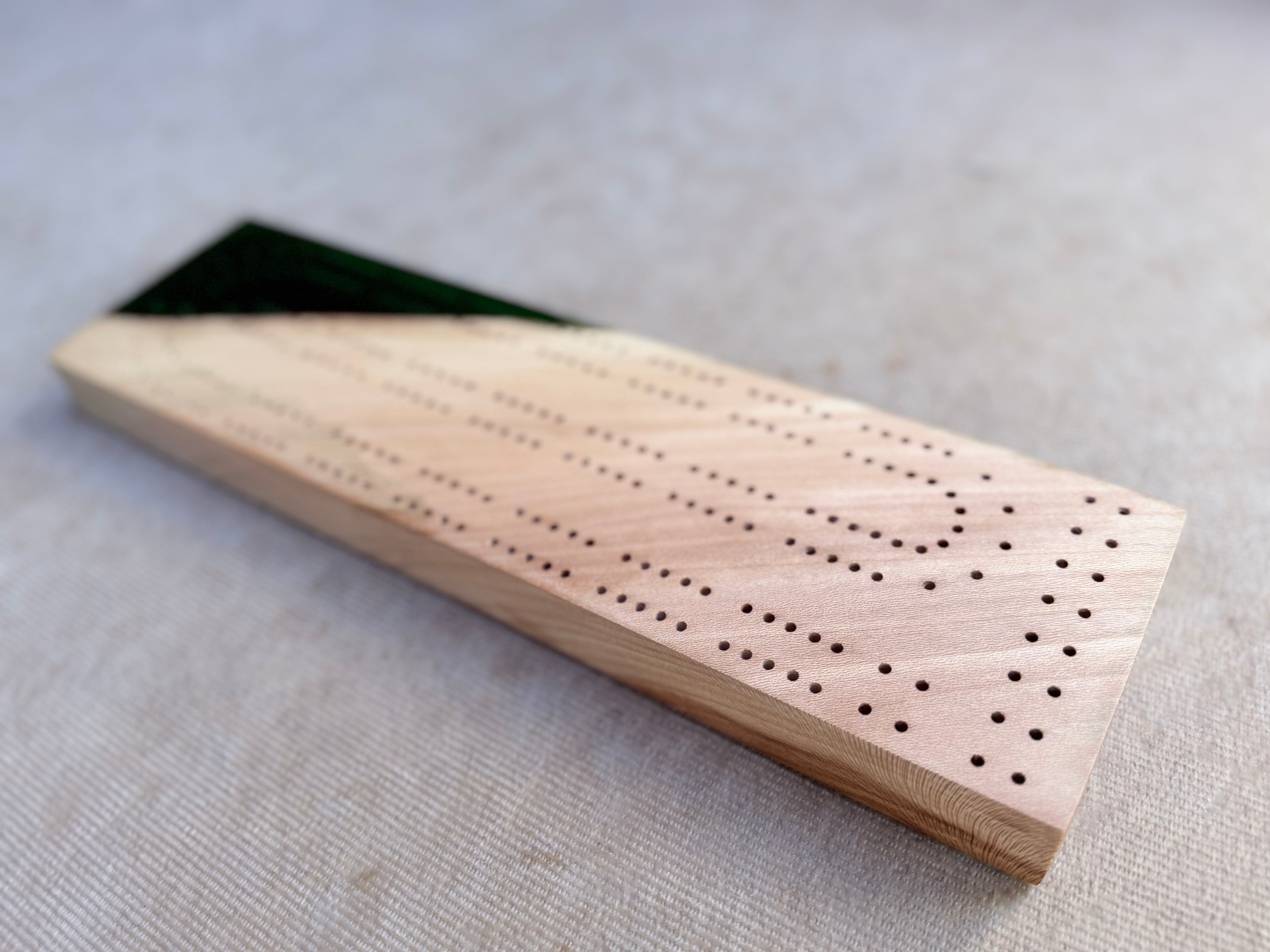 Sycamore and Jade Cribbage Board