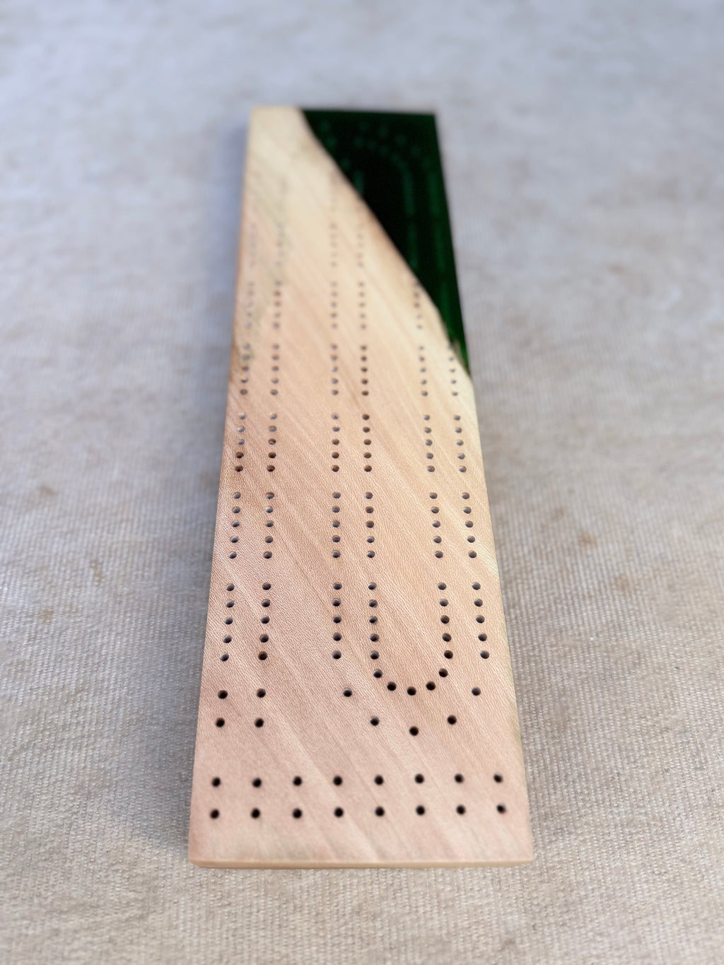 Sycamore and Jade Cribbage Board