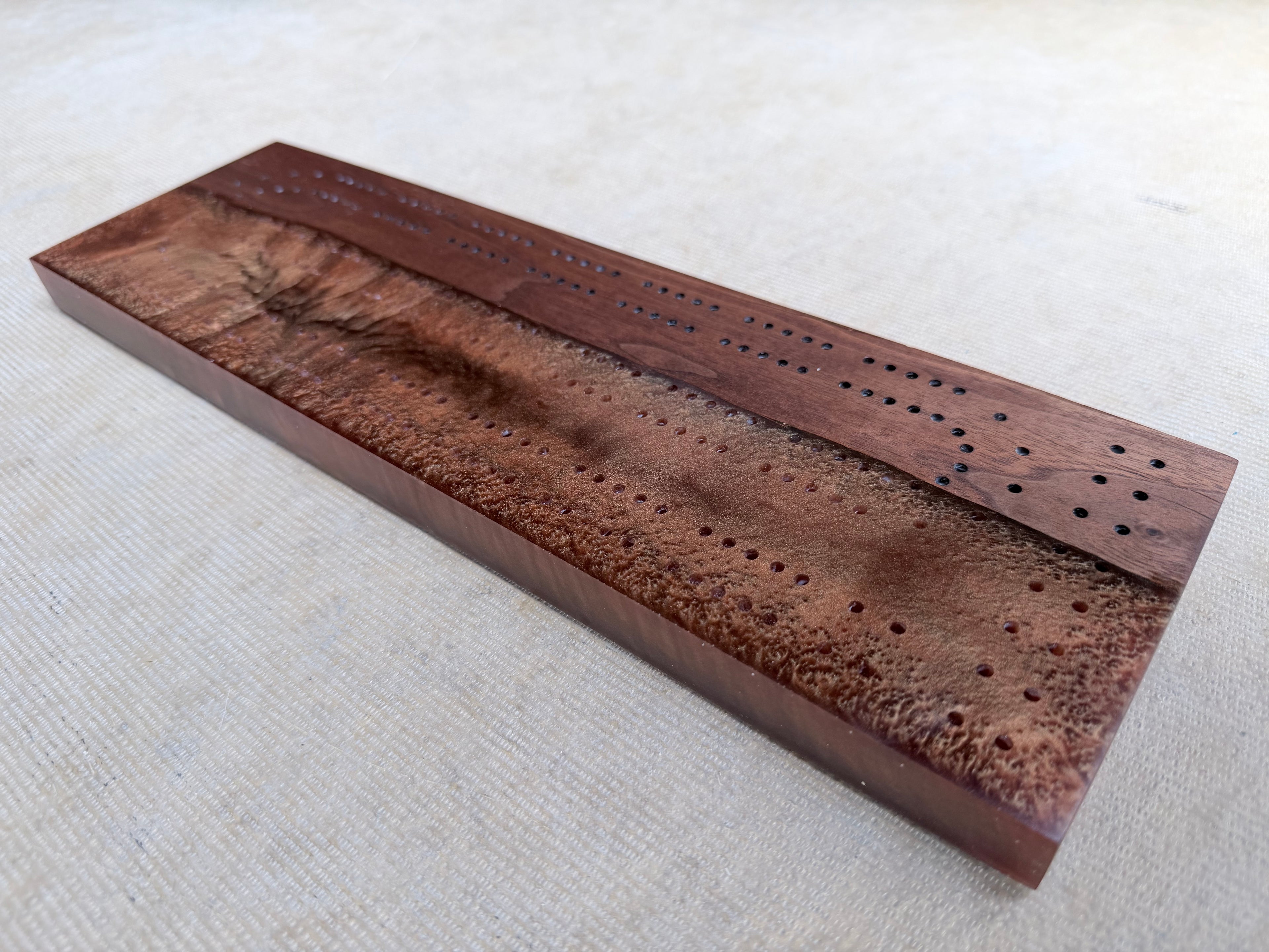 Black Walnut & Resin Cribbage Board