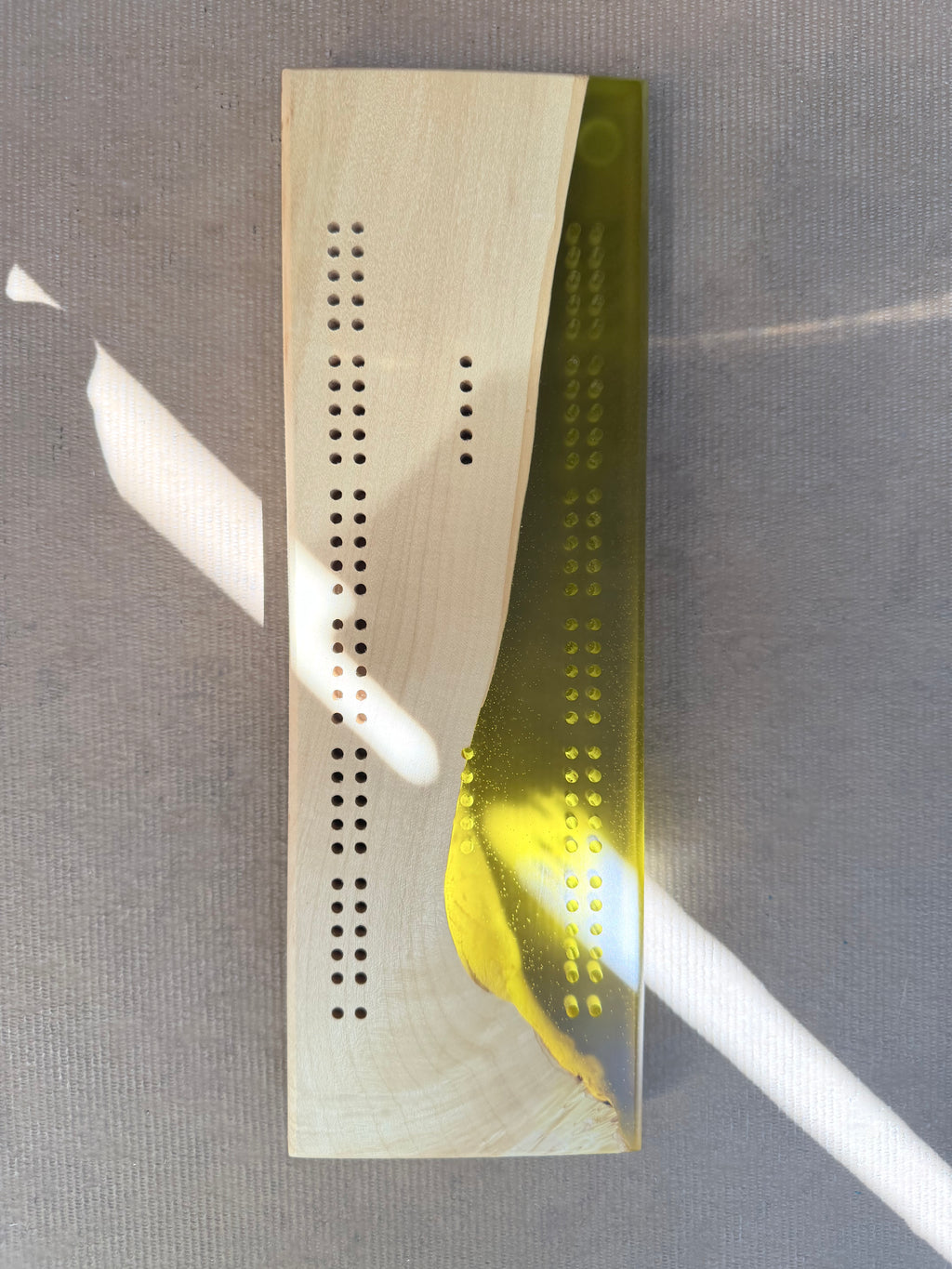 Yellow and Maple Cribbage Board