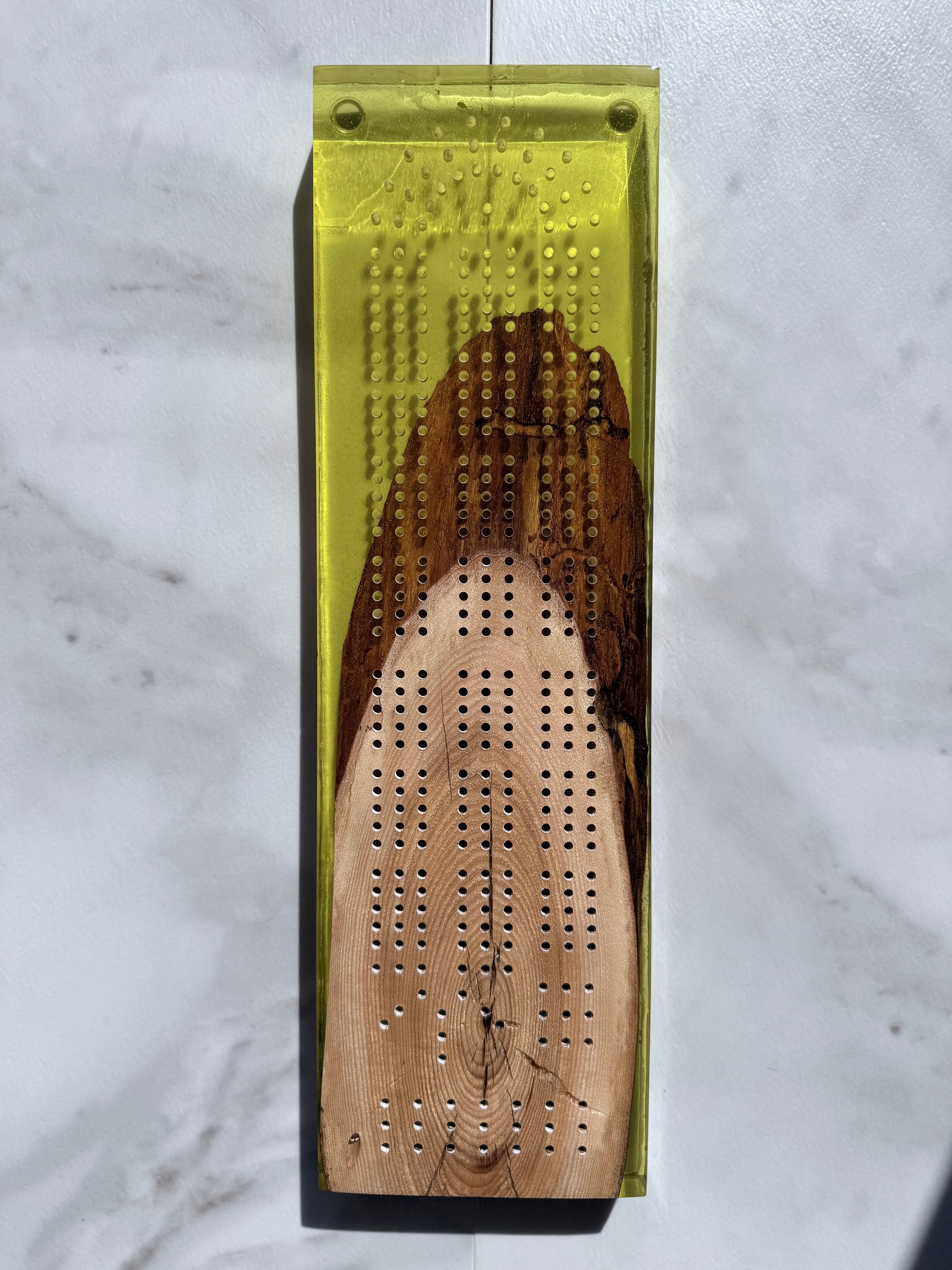 Yellow & Maple Cribbage Board