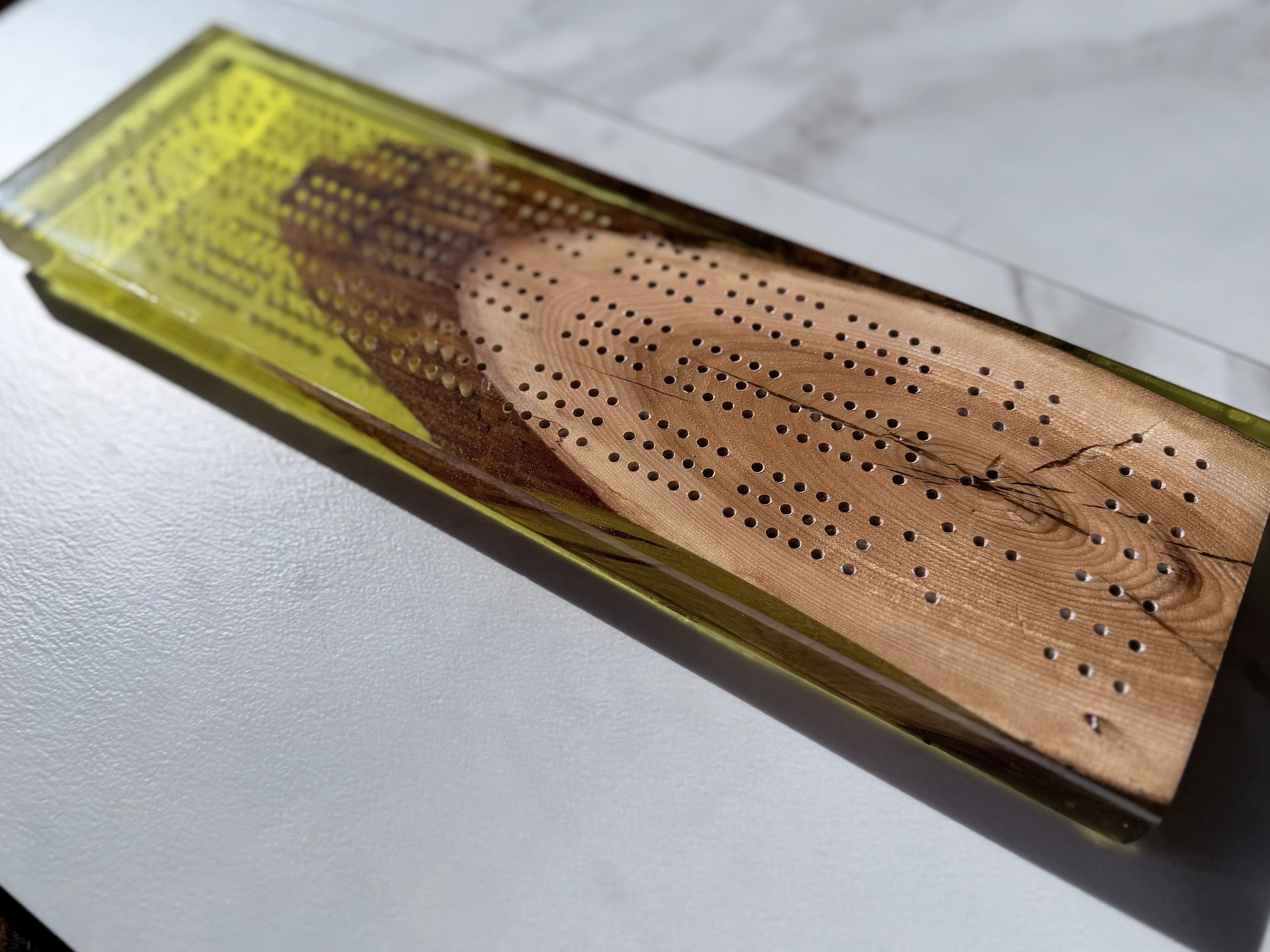 Yellow & Maple Cribbage Board